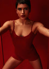 Rolling Monkey Bodysuit - Ribbed Cherry